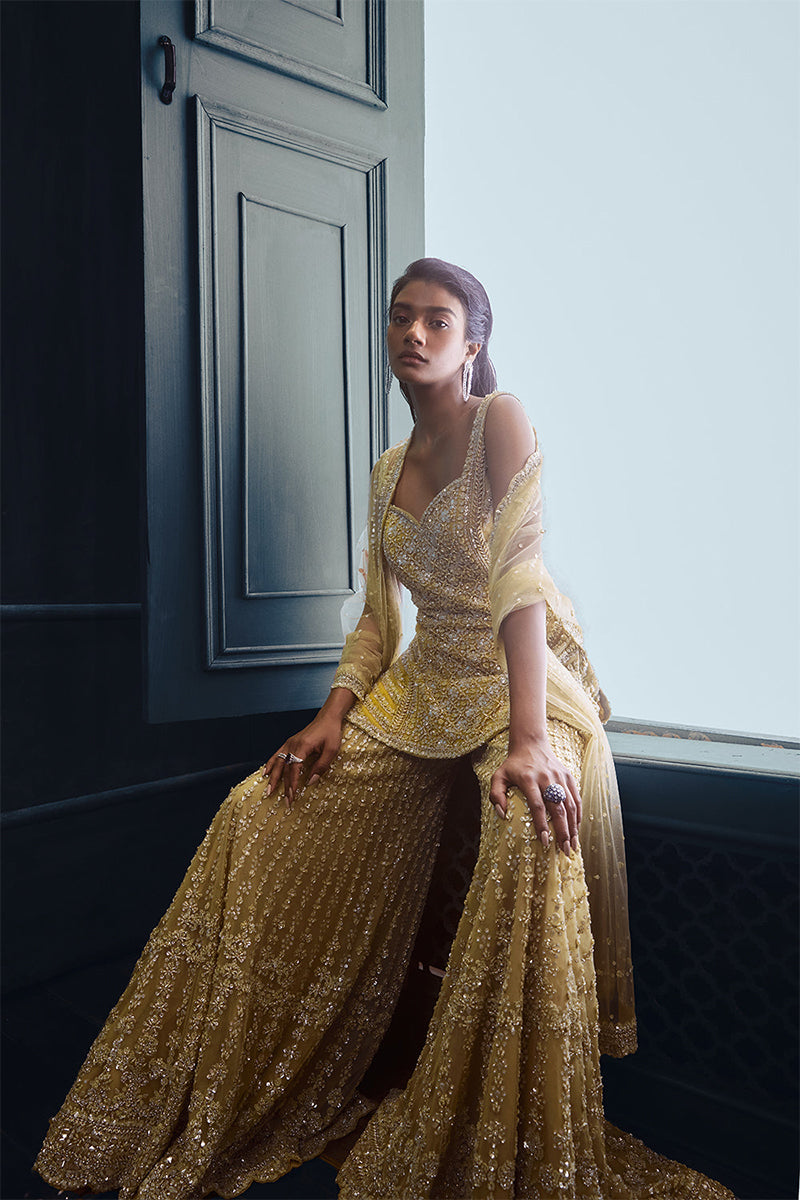 Kurta Gharara Dupatta Olive Green