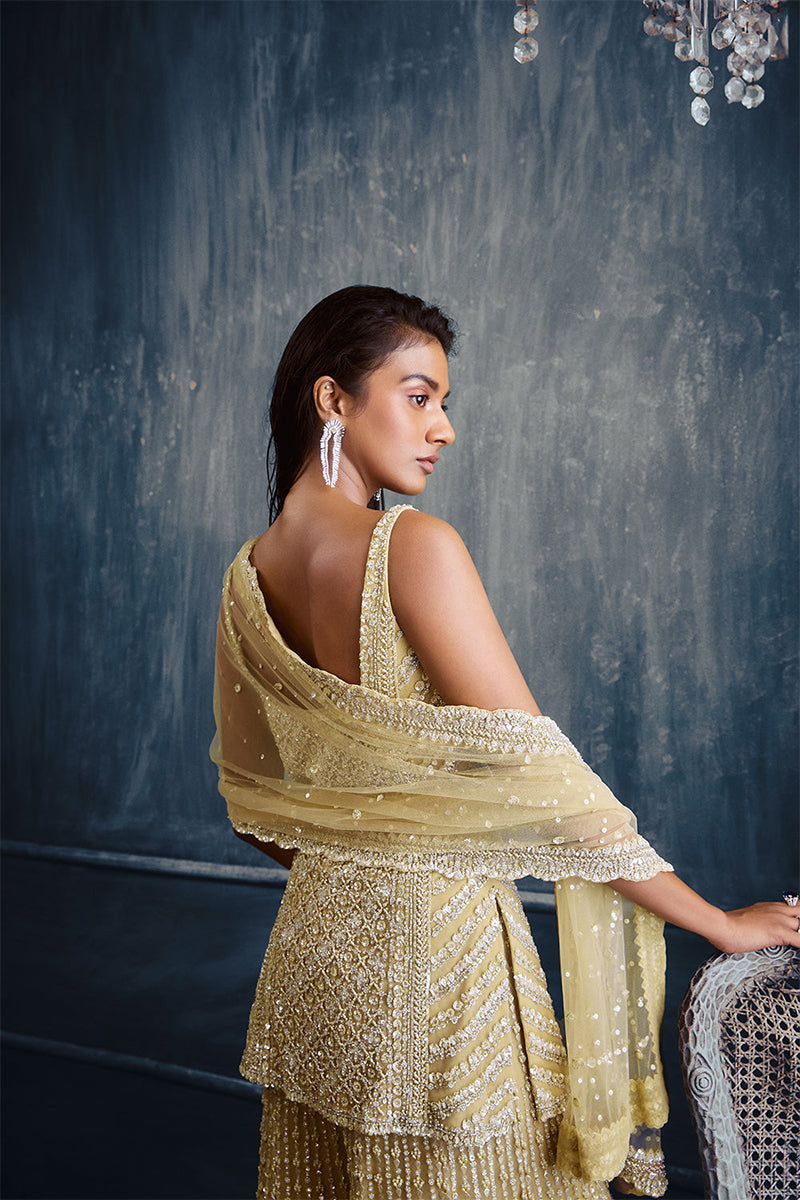 Kurta Gharara Dupatta Olive Green
