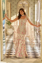Kurta Gharara Dupatta Ivory-Multi
