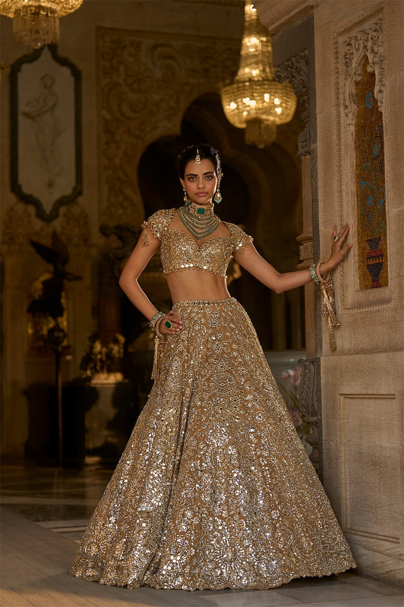 Lehenga Blouse Dupatta Gold