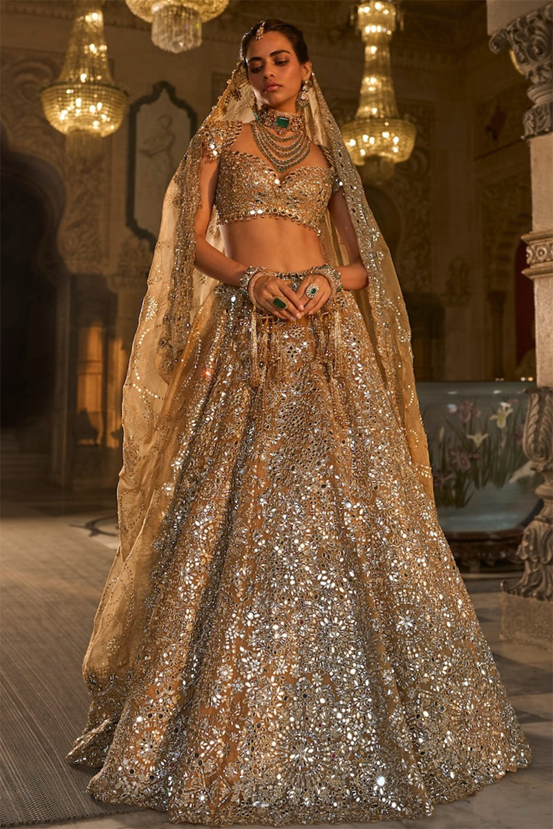 Lehenga Blouse Dupatta Gold