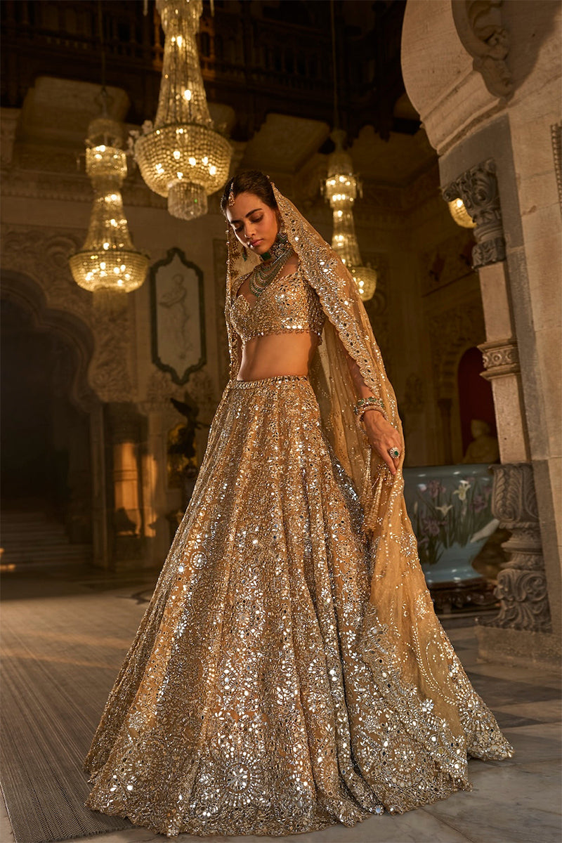 Lehenga Blouse Dupatta Gold