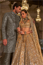 Lehenga Blouse Dupatta Gold