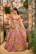 Lehenga Blouse Dupatta Coffee-Floral
