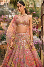 Lehenga Blouse Dupatta Coffee-Floral