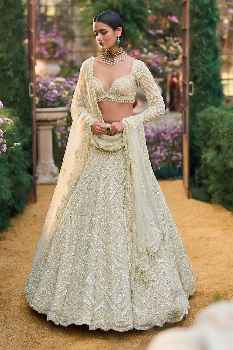 Lehenga Blouse Dupatta Green