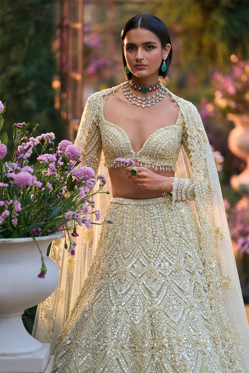 Lehenga Blouse Dupatta Green