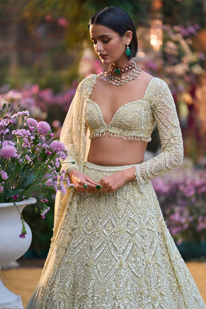 Lehenga Blouse Dupatta Green