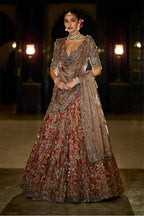 Lehenga Blouse Dupatta Antique Gold