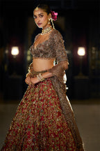 Lehenga Blouse Dupatta Antique Gold