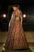 Lehenga Blouse Dupatta Antique Gold