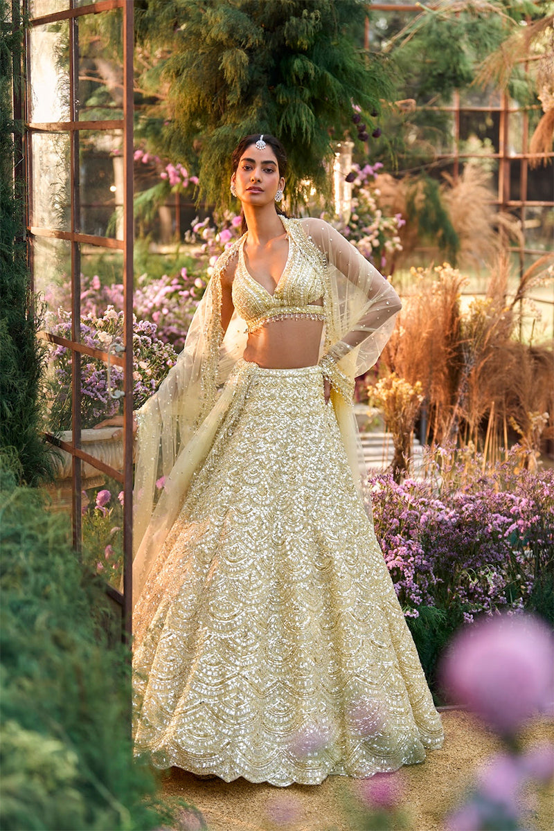 Lehenga Blouse Dupatta Lemon Yellow