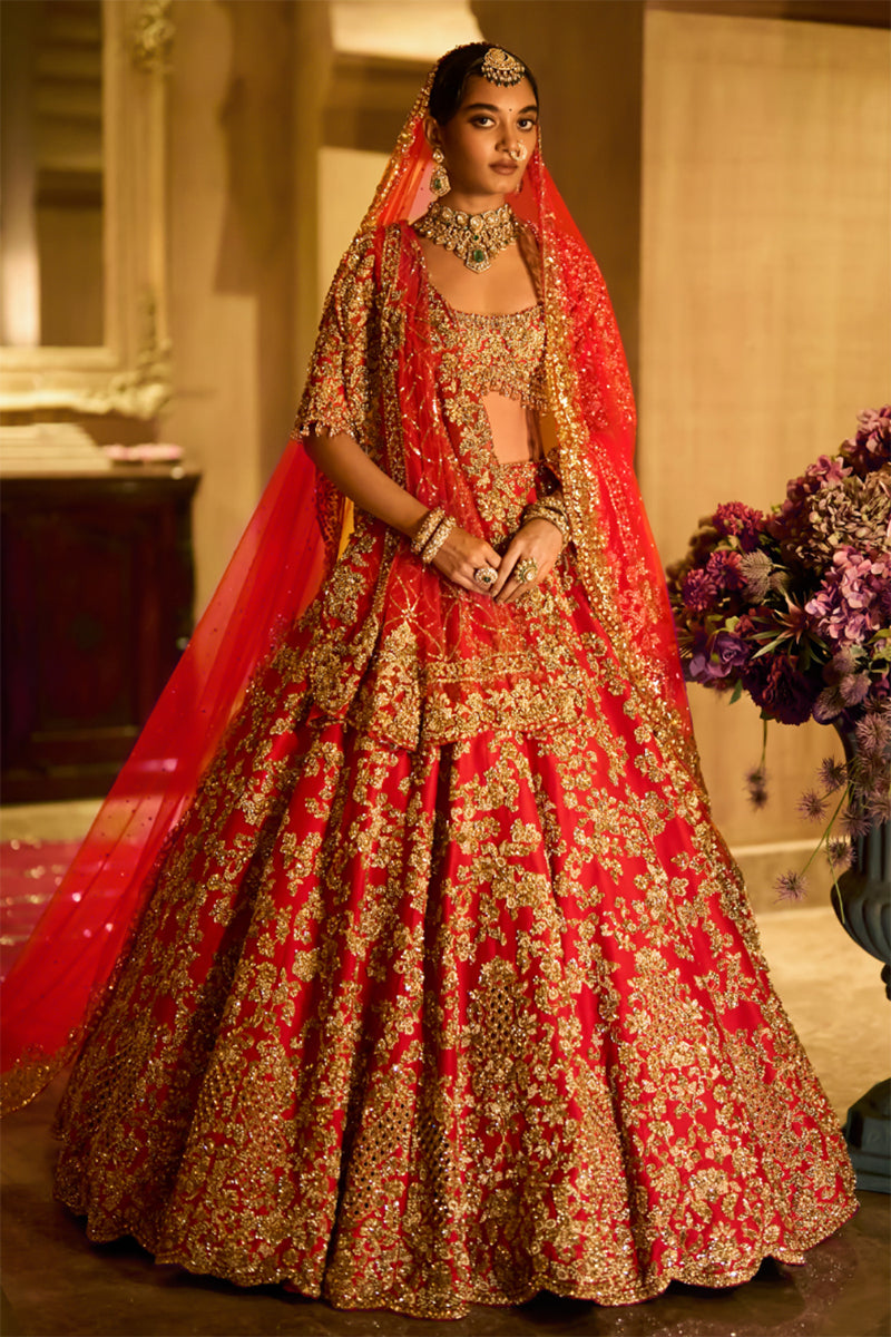 Lehenga Blouse Dupatta Red