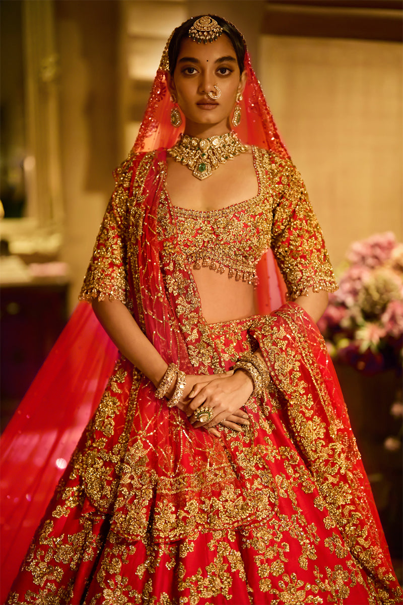 Lehenga Blouse Dupatta Red