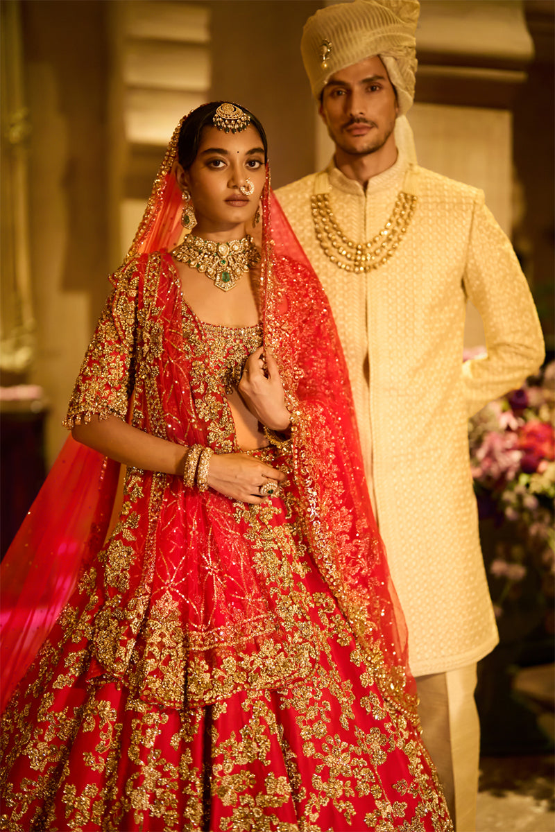 Lehenga Blouse Dupatta Red