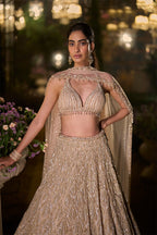 Lehenga blouse Dupatta Coffee-Floral
