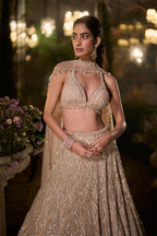 Lehenga blouse Dupatta Coffee-Floral