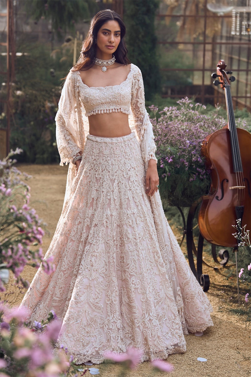 Lehenga Blouse Dupatta Powder-Peach
