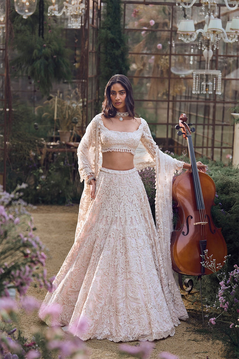 Lehenga Blouse Dupatta Powder-Peach