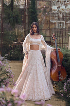 Lehenga Blouse Dupatta Powder-Peach