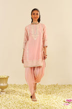 KURTA DHOTI DUPATTA BLUSH PINK IVORY YELLOW