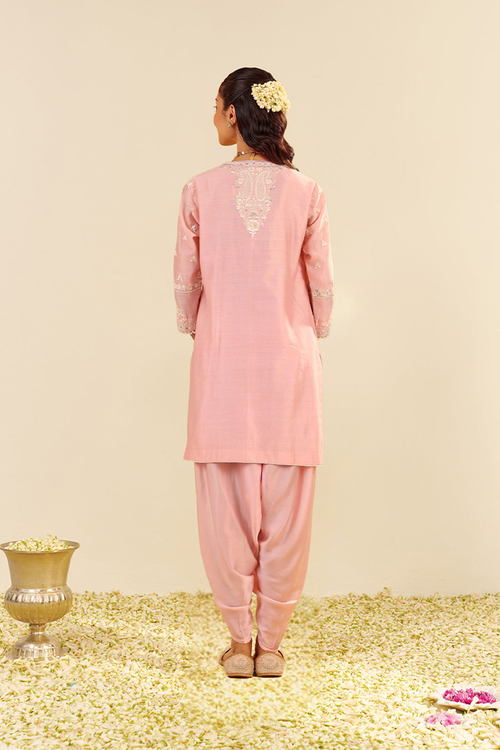 KURTA DHOTI DUPATTA BLUSH PINK IVORY YELLOW