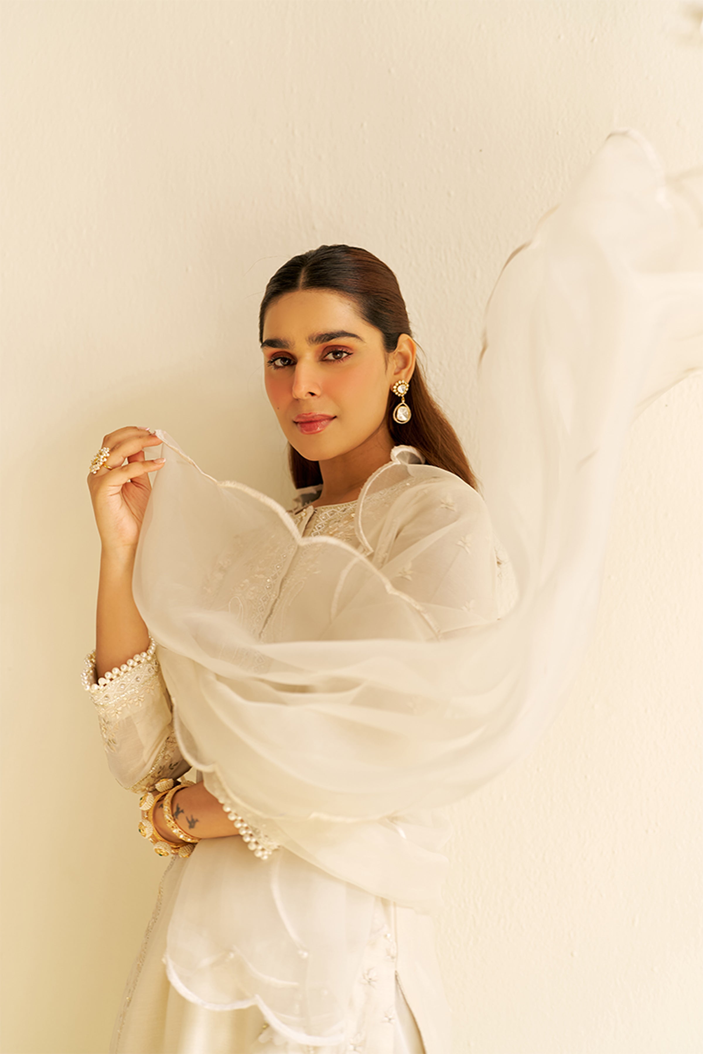 KURTA DHOTI DUPATTA BLUSH PINK IVORY YELLOW