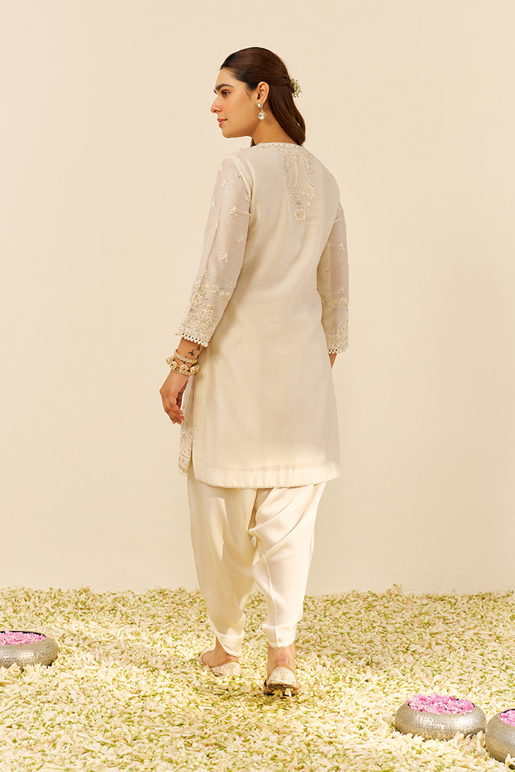 KURTA DHOTI DUPATTA BLUSH PINK IVORY YELLOW