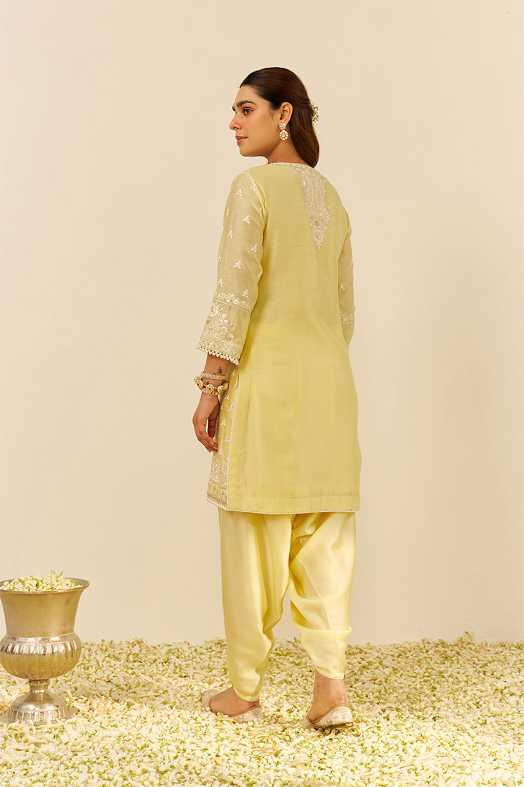KURTA DHOTI DUPATTA BLUSH PINK IVORY YELLOW