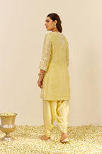 KURTA DHOTI DUPATTA BLUSH PINK IVORY YELLOW