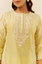 KURTA DHOTI DUPATTA BLUSH PINK IVORY YELLOW