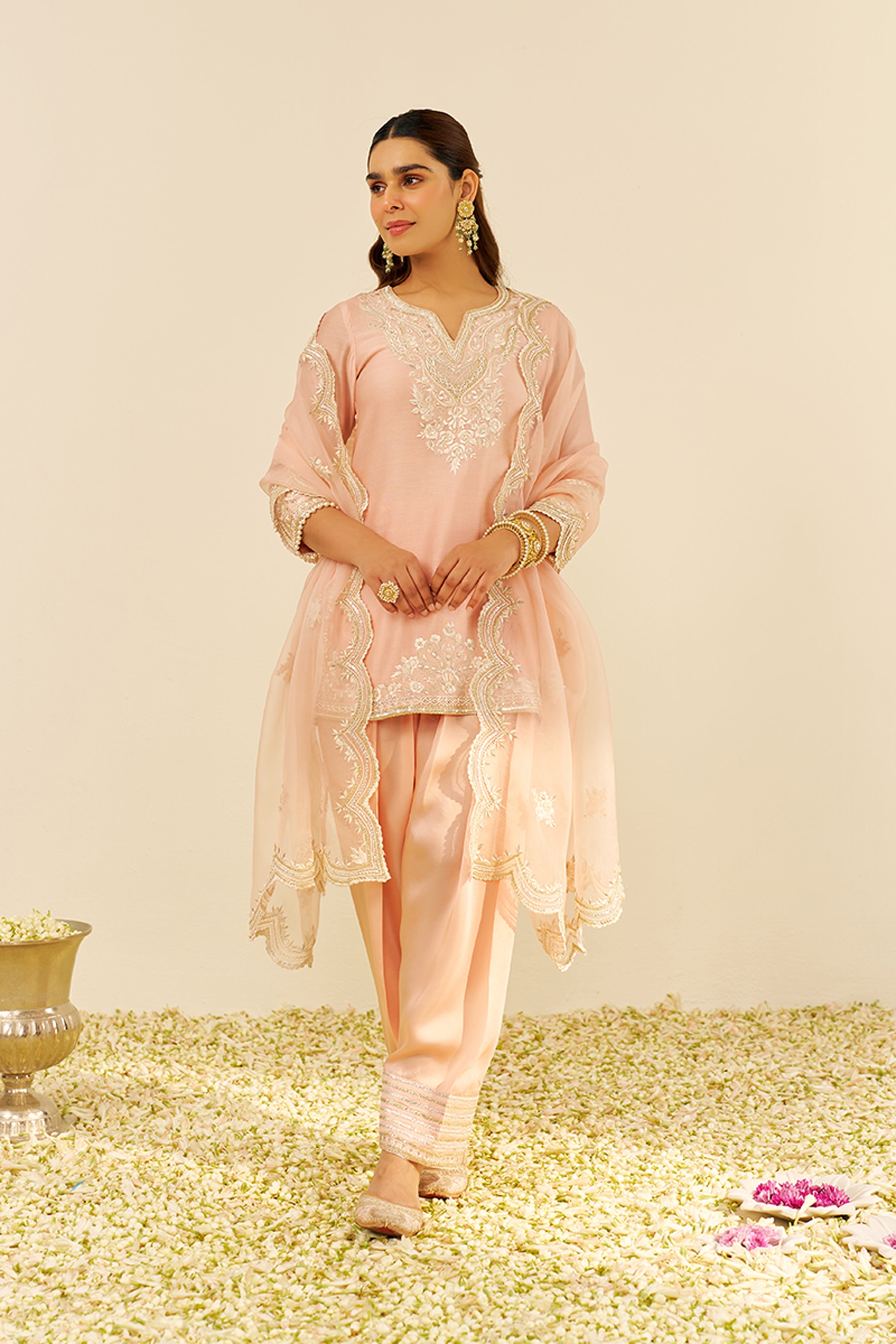 SHEETAL BATRA KAFTAN SALWAR KURTA SALWAR OFF ROSE