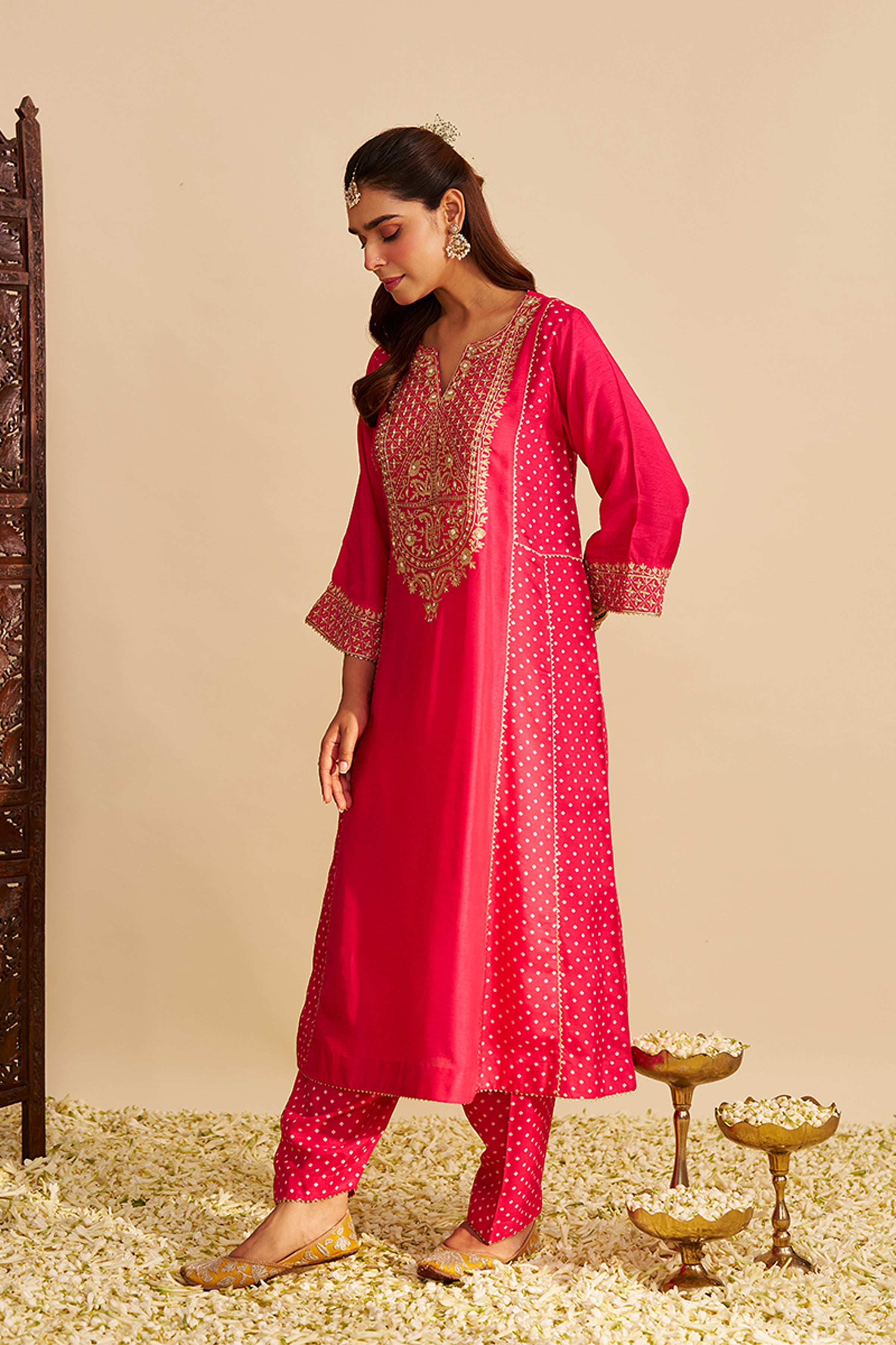 CHAUGA SALWAR MUSTARD HOT PINK