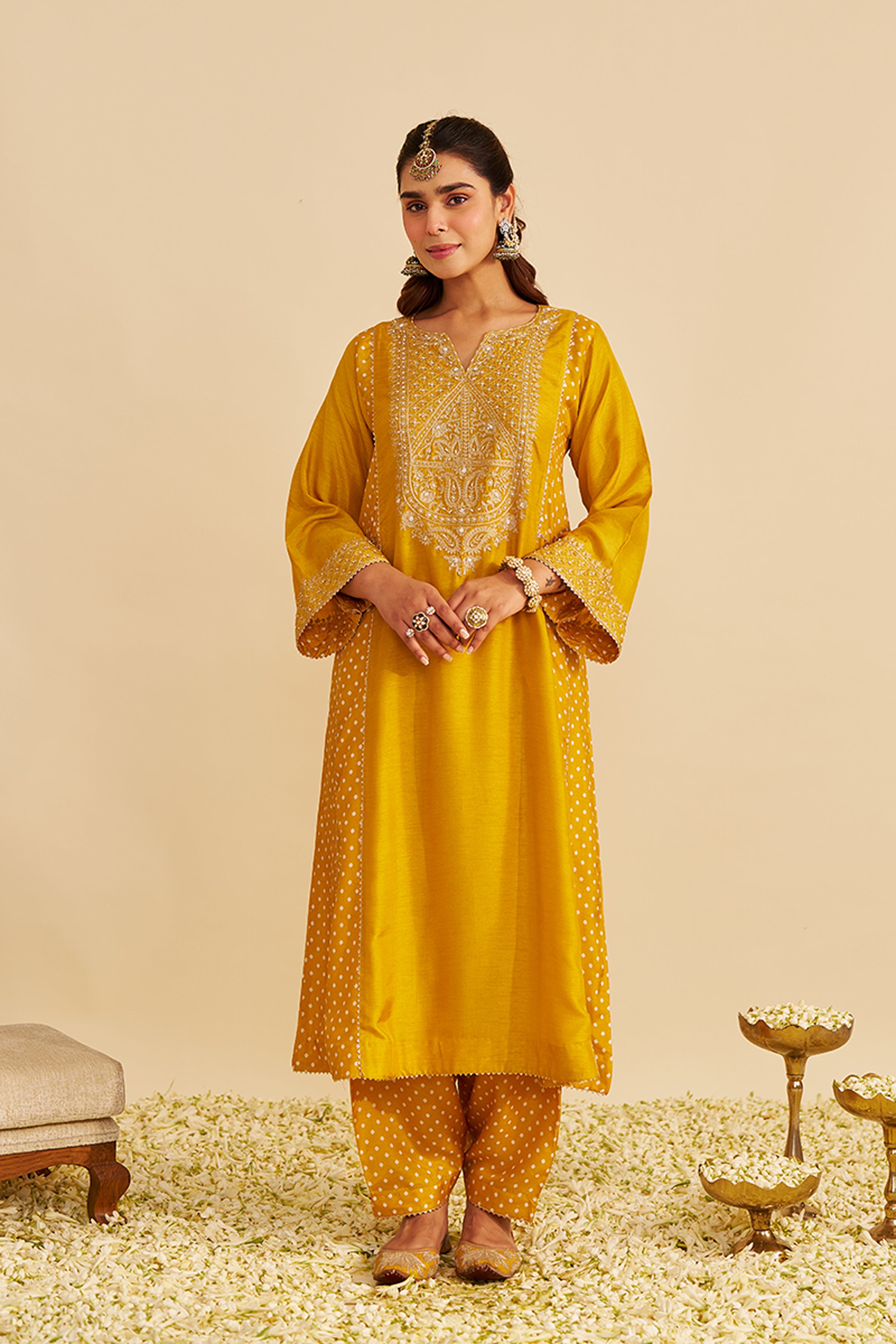 CHAUGA SALWAR MUSTARD HOT PINK