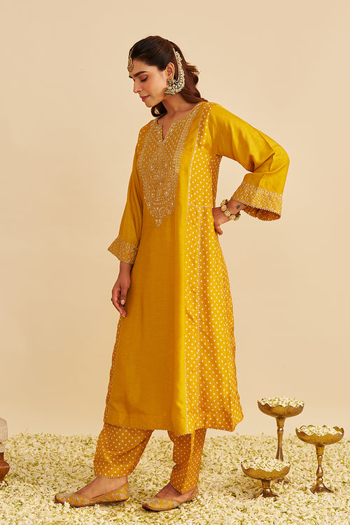 CHAUGA SALWAR MUSTARD HOT PINK