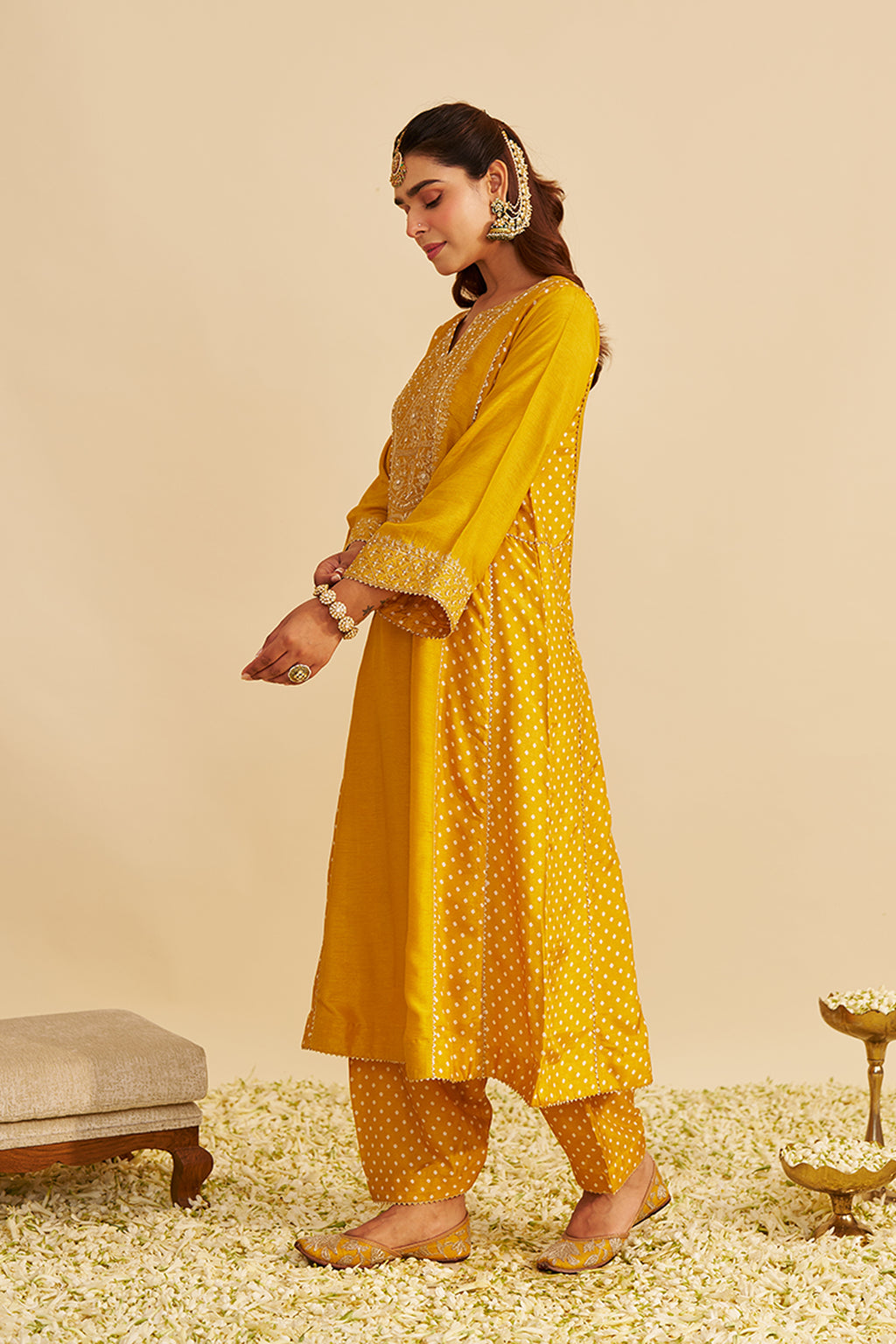 CHAUGA SALWAR MUSTARD HOT PINK