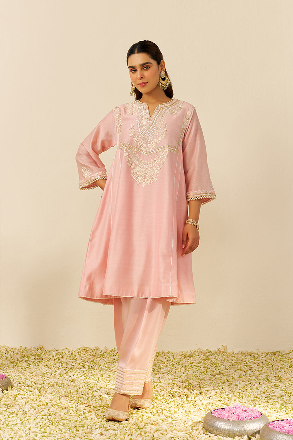 SHEETAL BATRA KAFTAN SALWAR CHAUGA SALWAR DUPATTA BLUSH PINK
