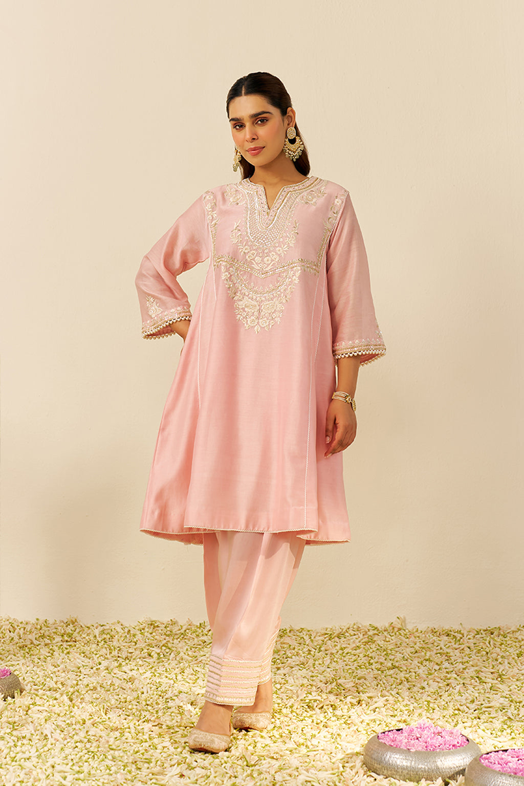 CHAUGA SALWAR DUPATTA BLUSH PINK IVORY