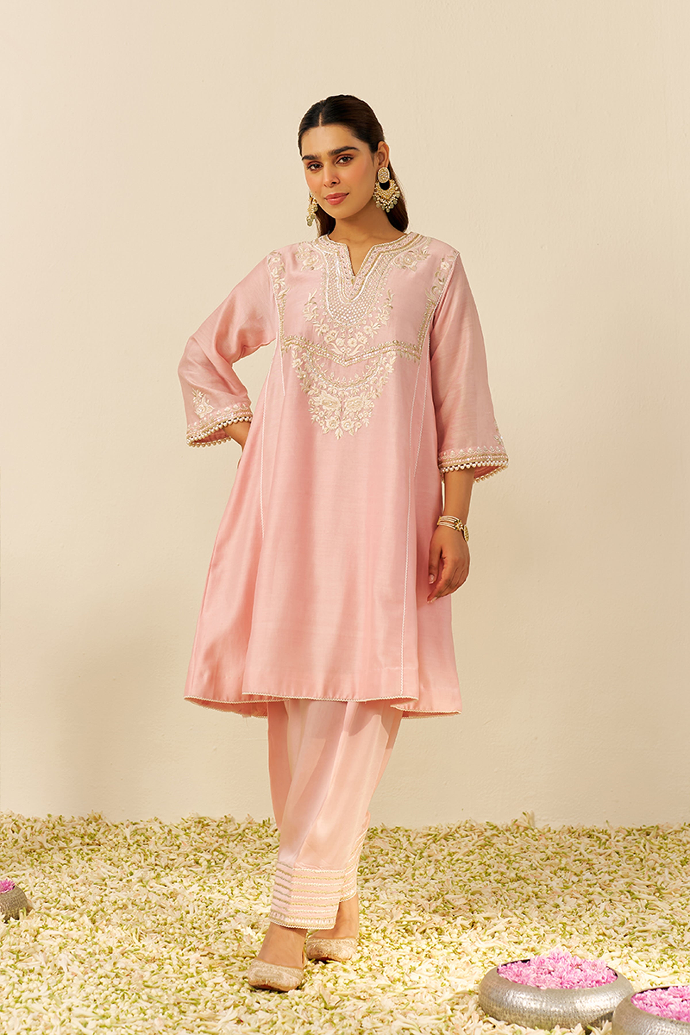 CHAUGA SALWAR DUPATTA BLUSH PINK IVORY