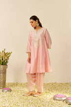 CHAUGA SALWAR DUPATTA BLUSH PINK IVORY