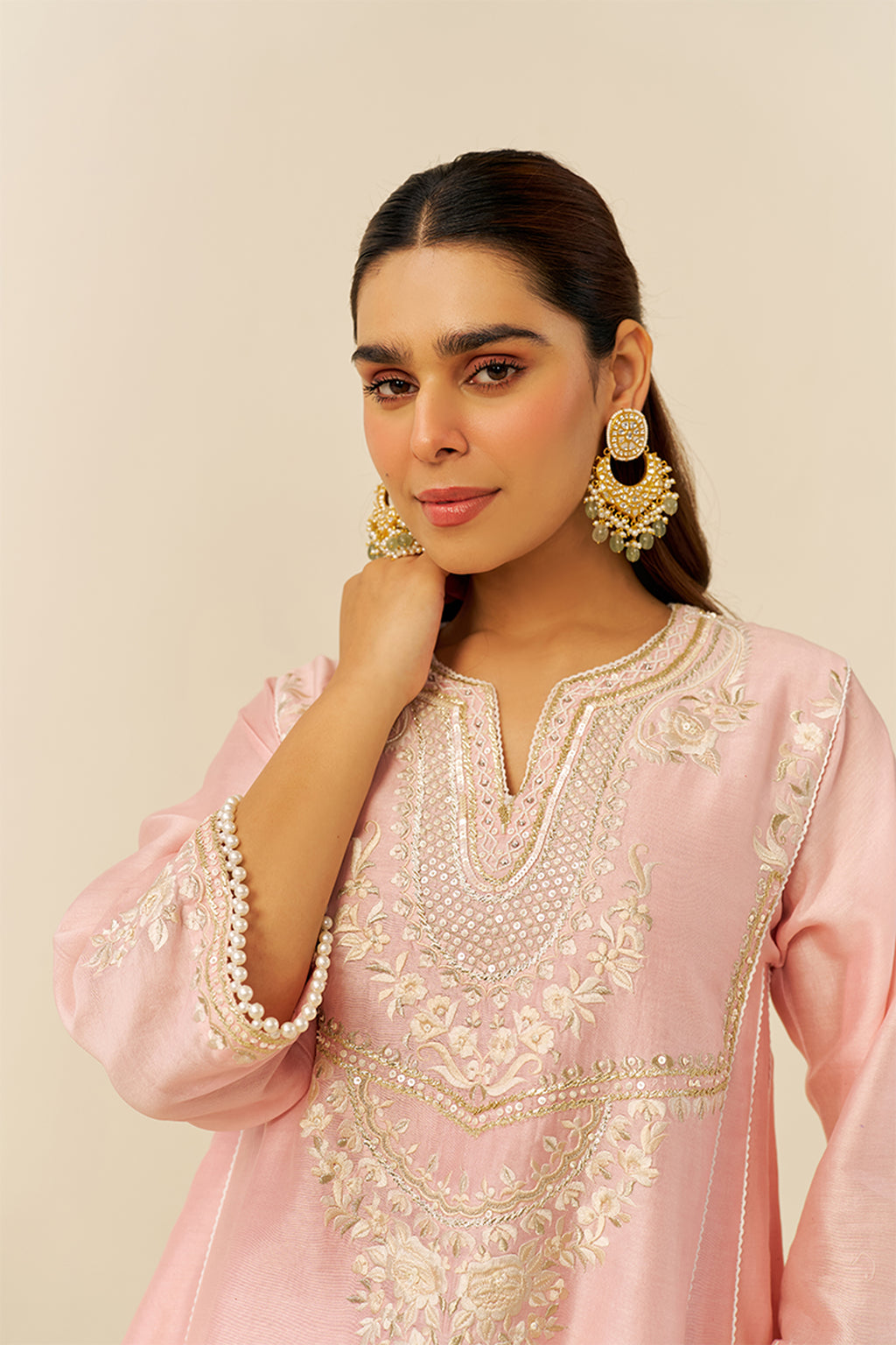 CHAUGA SALWAR DUPATTA BLUSH PINK IVORY