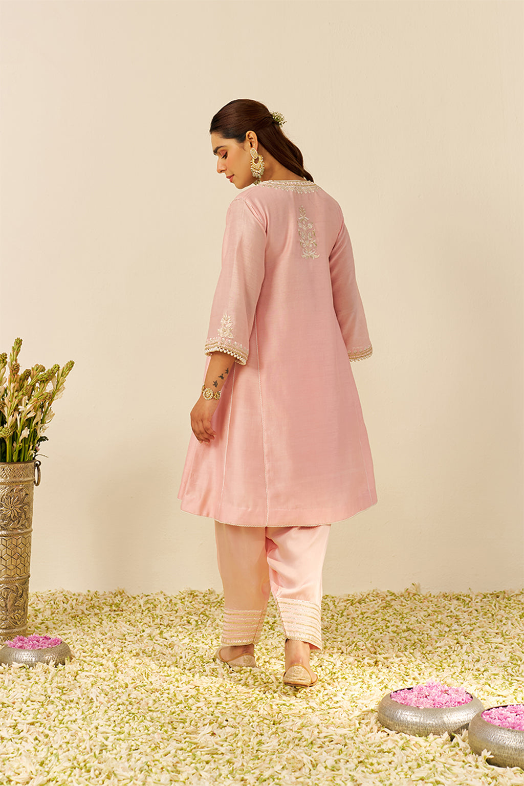 CHAUGA SALWAR DUPATTA BLUSH PINK IVORY