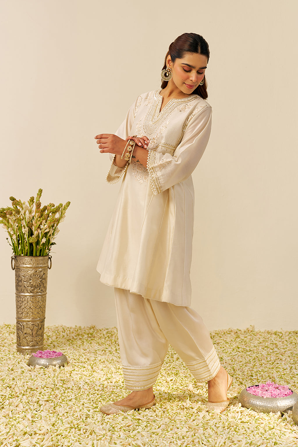CHAUGA SALWAR DUPATTA BLUSH PINK IVORY