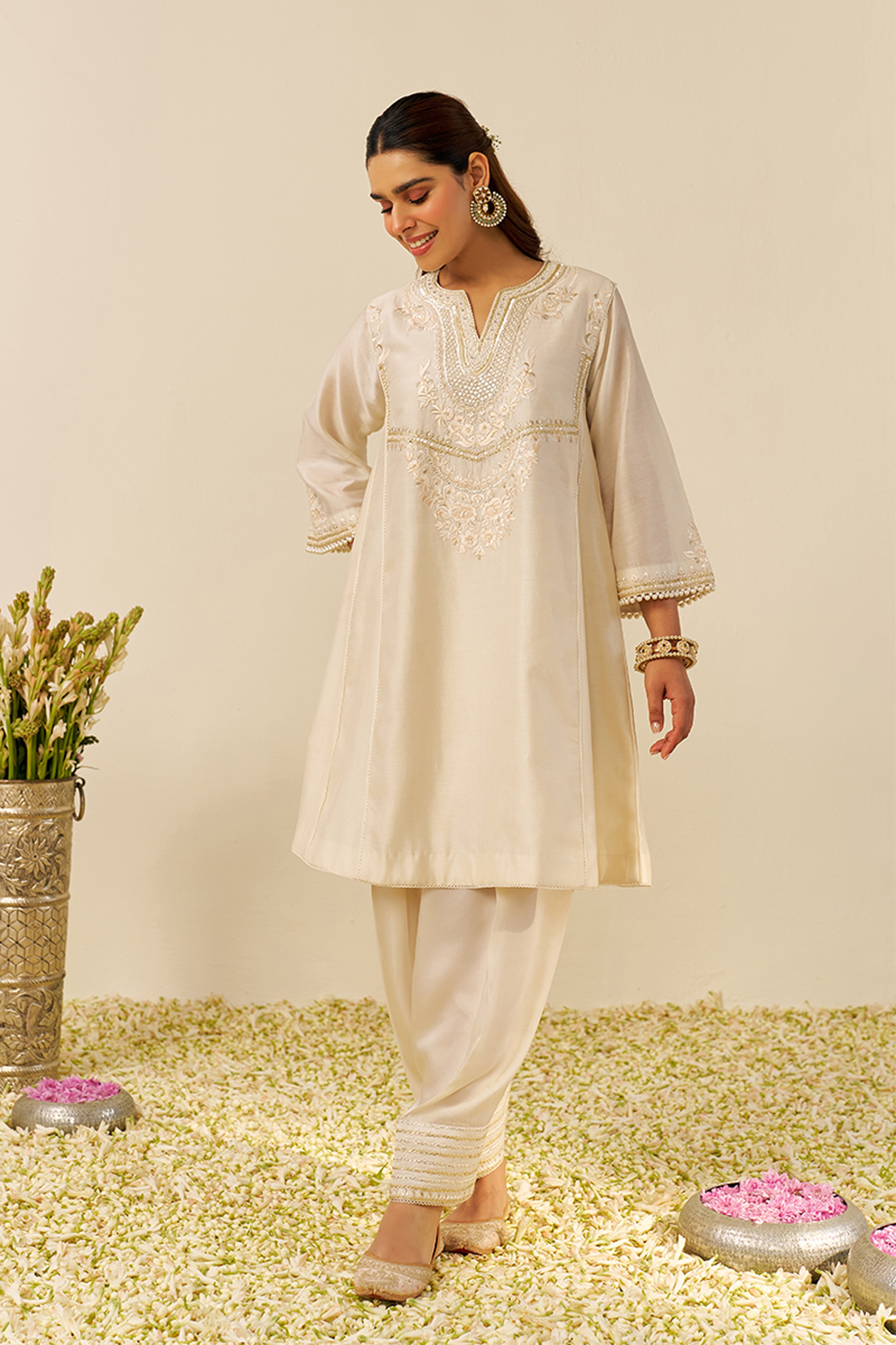 CHAUGA SALWAR DUPATTA BLUSH PINK IVORY