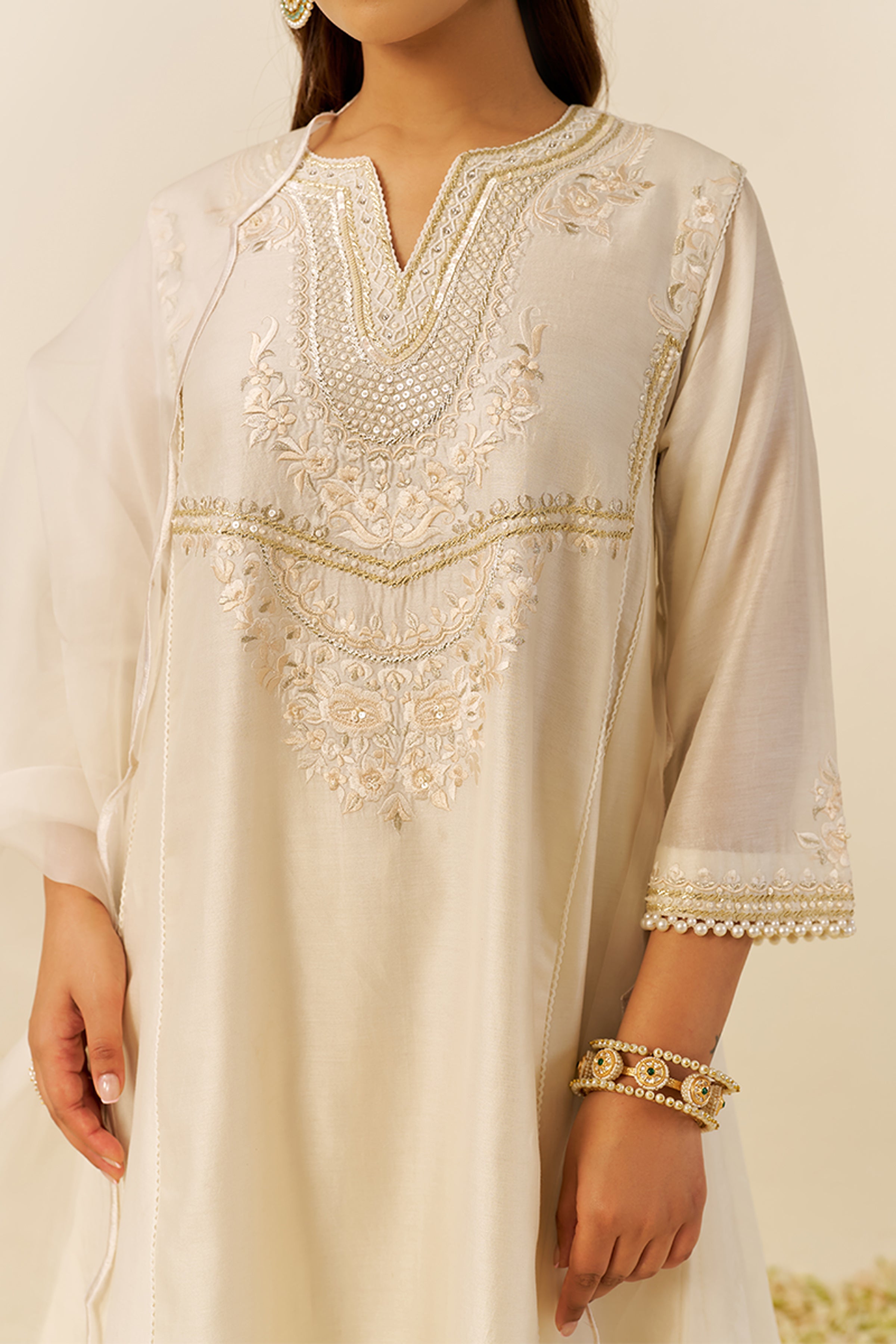 CHAUGA SALWAR DUPATTA BLUSH PINK IVORY