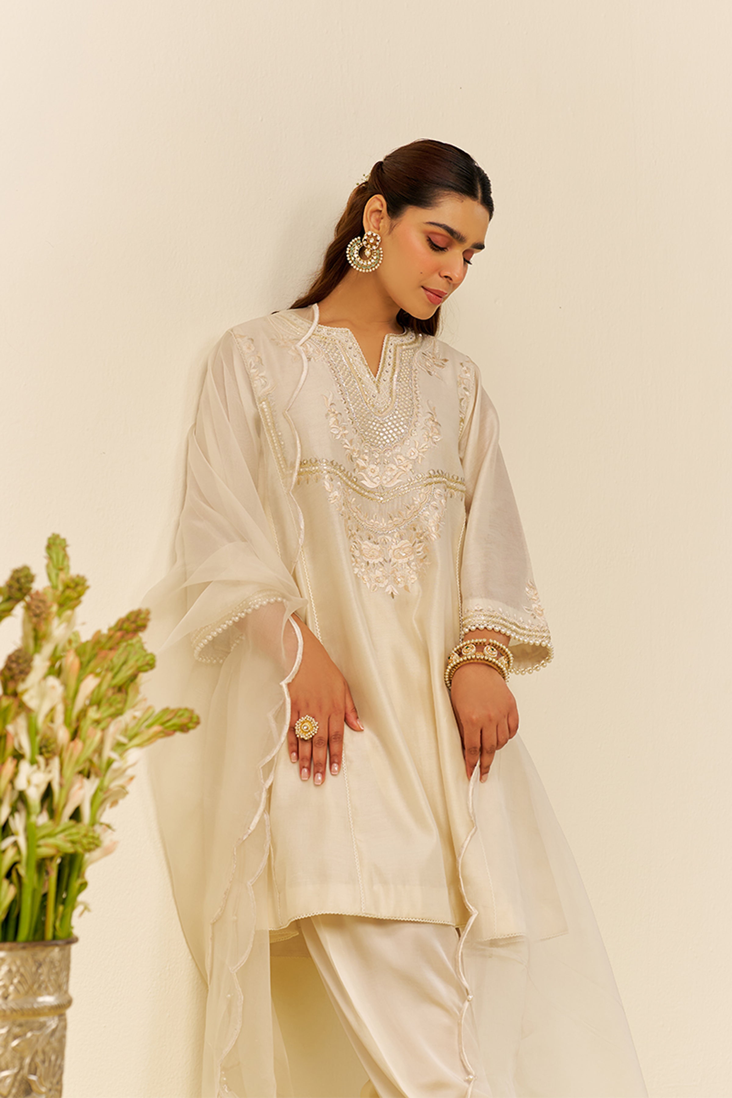 CHAUGA SALWAR DUPATTA BLUSH PINK IVORY