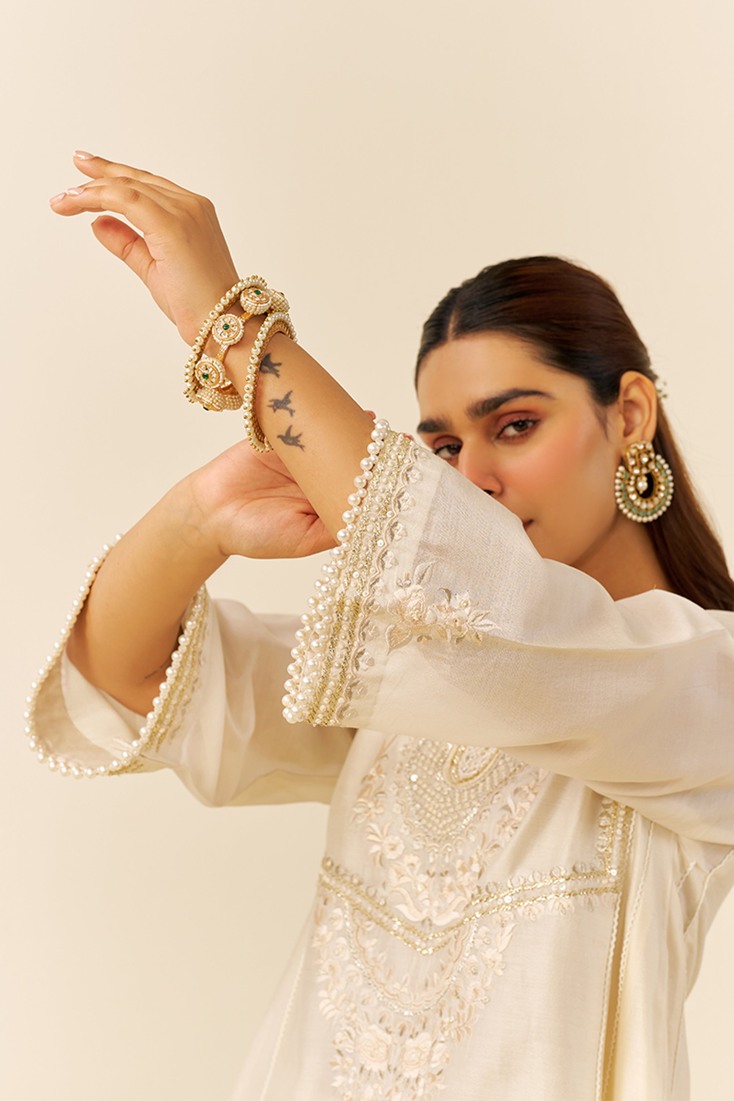 CHAUGA SALWAR DUPATTA BLUSH PINK IVORY