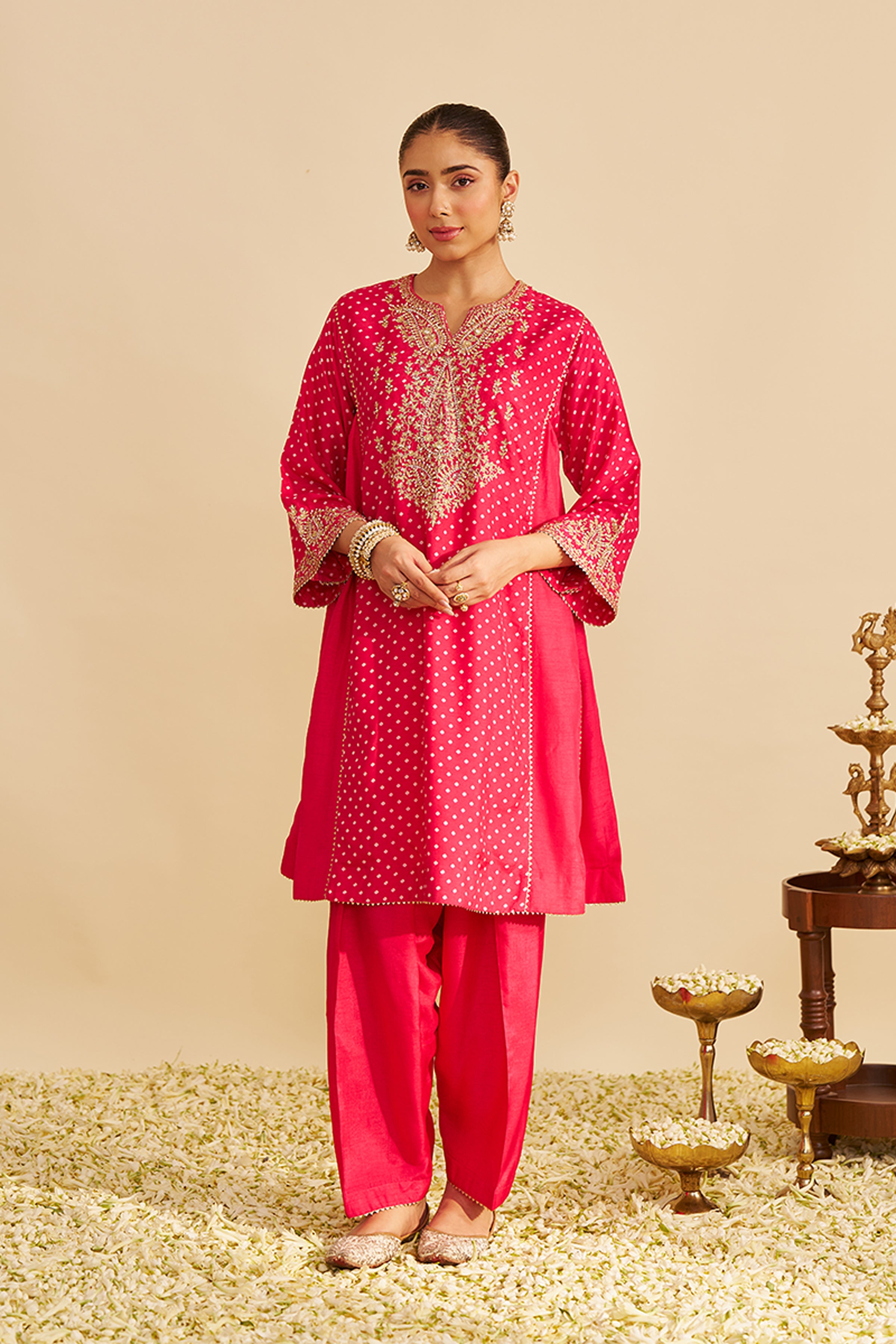 CHAUGA SALWAR HOT PINK ORANGE