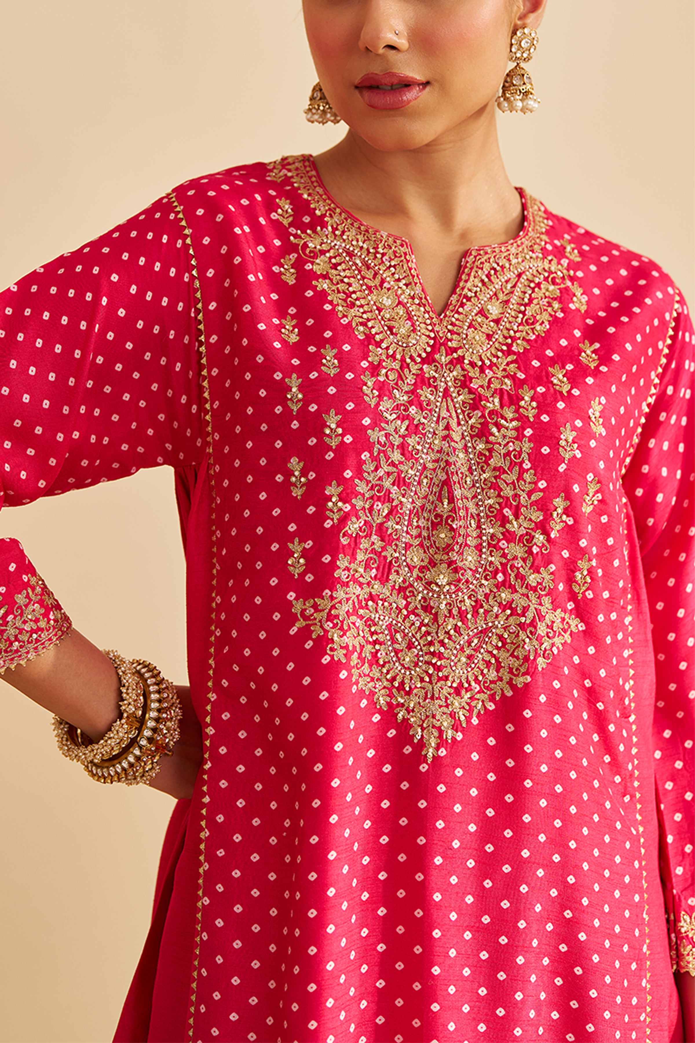 CHAUGA SALWAR HOT PINK ORANGE