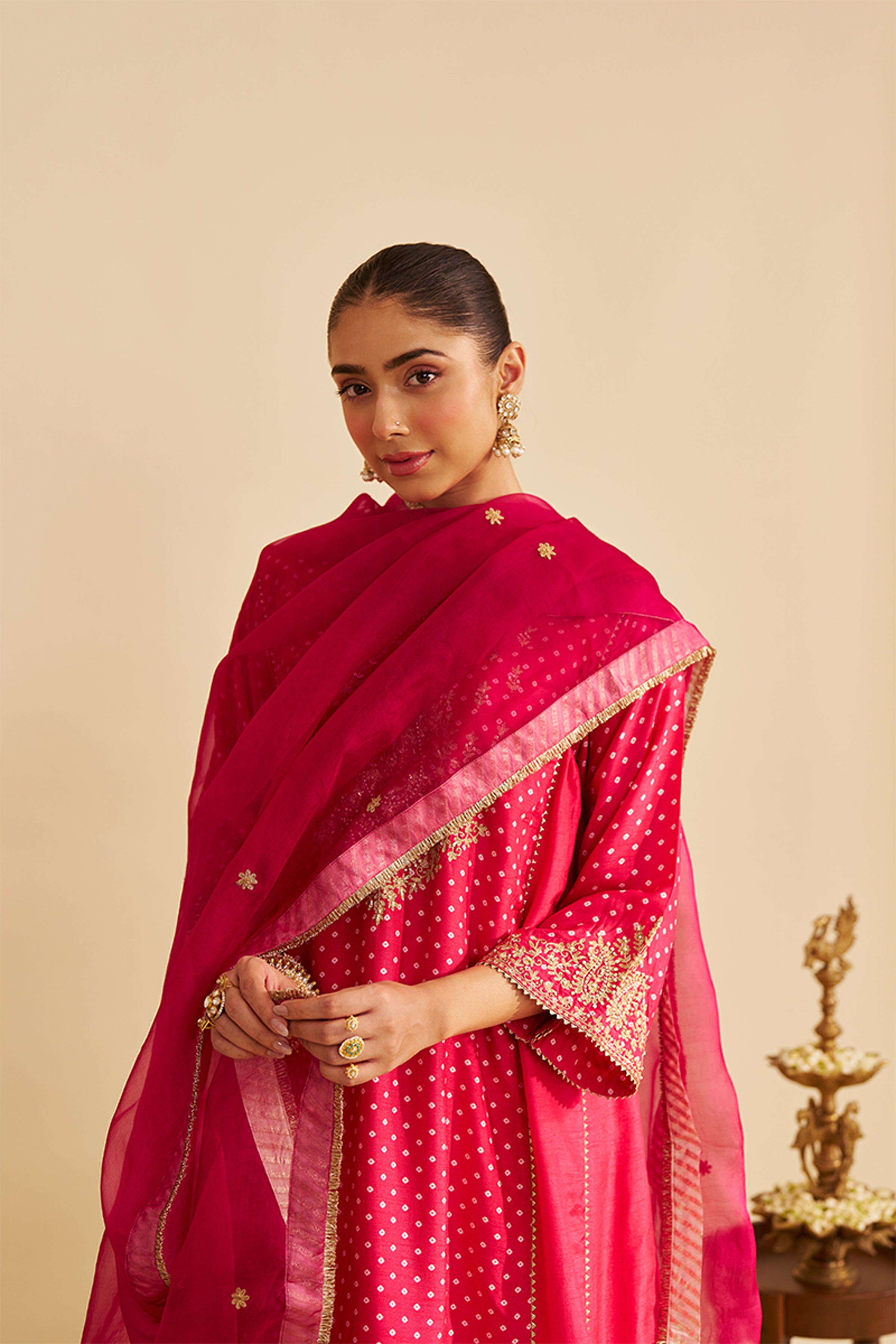 CHAUGA SALWAR HOT PINK ORANGE